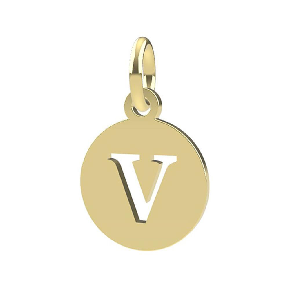 18kt yellow gold Letter V pendant - DEDIE