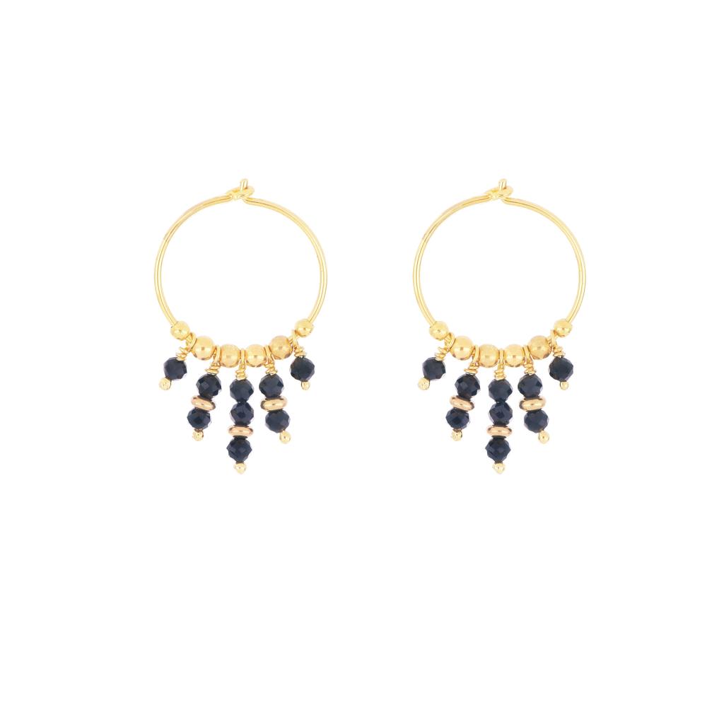 Earrings (pair) black spinel sphere hoops Maman et Sophie ORISF0SP - MAMAN ET SOPHIE