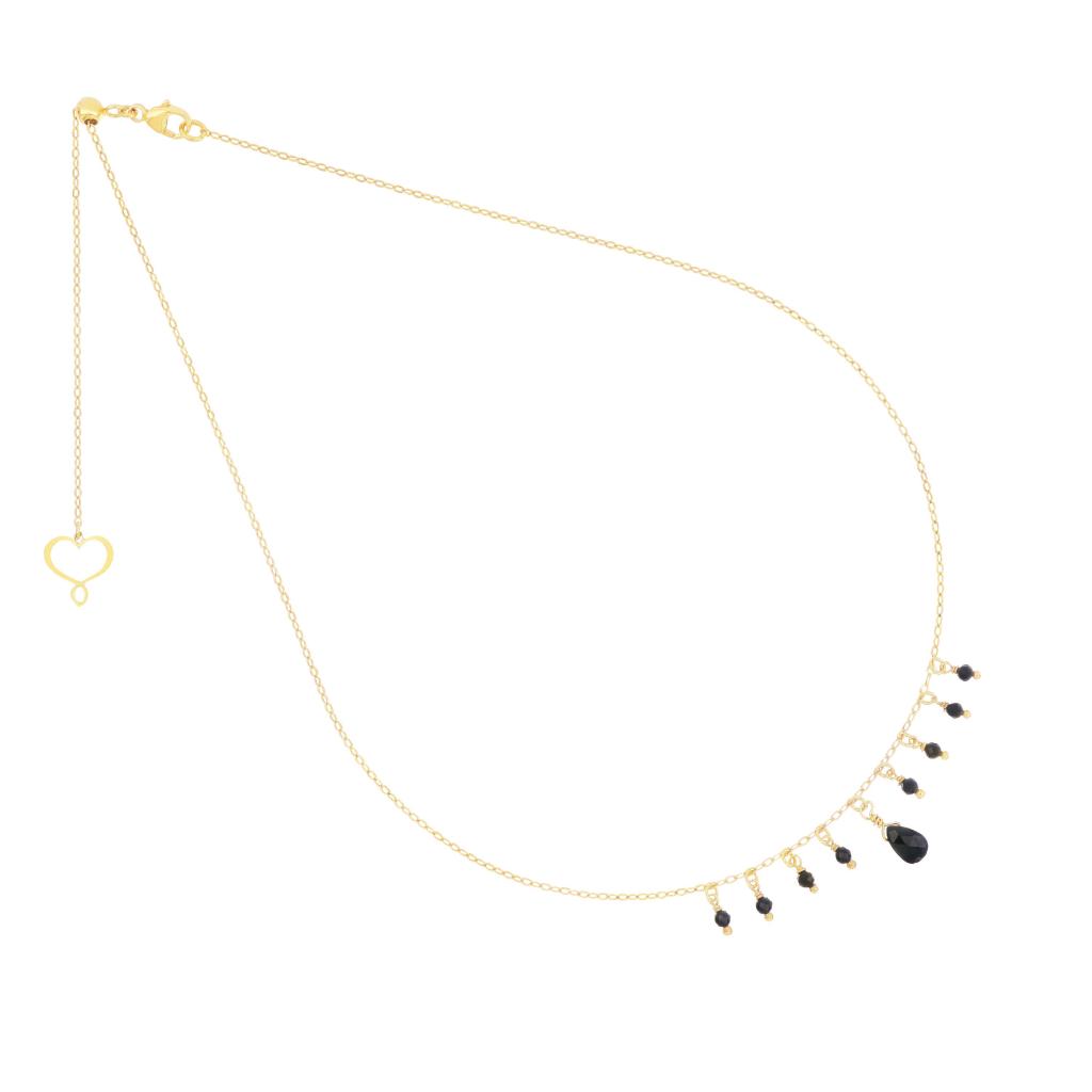 Maman et Sophie GHFRASP1G 8 spinel 1 black drop fringe choker - MAMAN ET SOPHIE