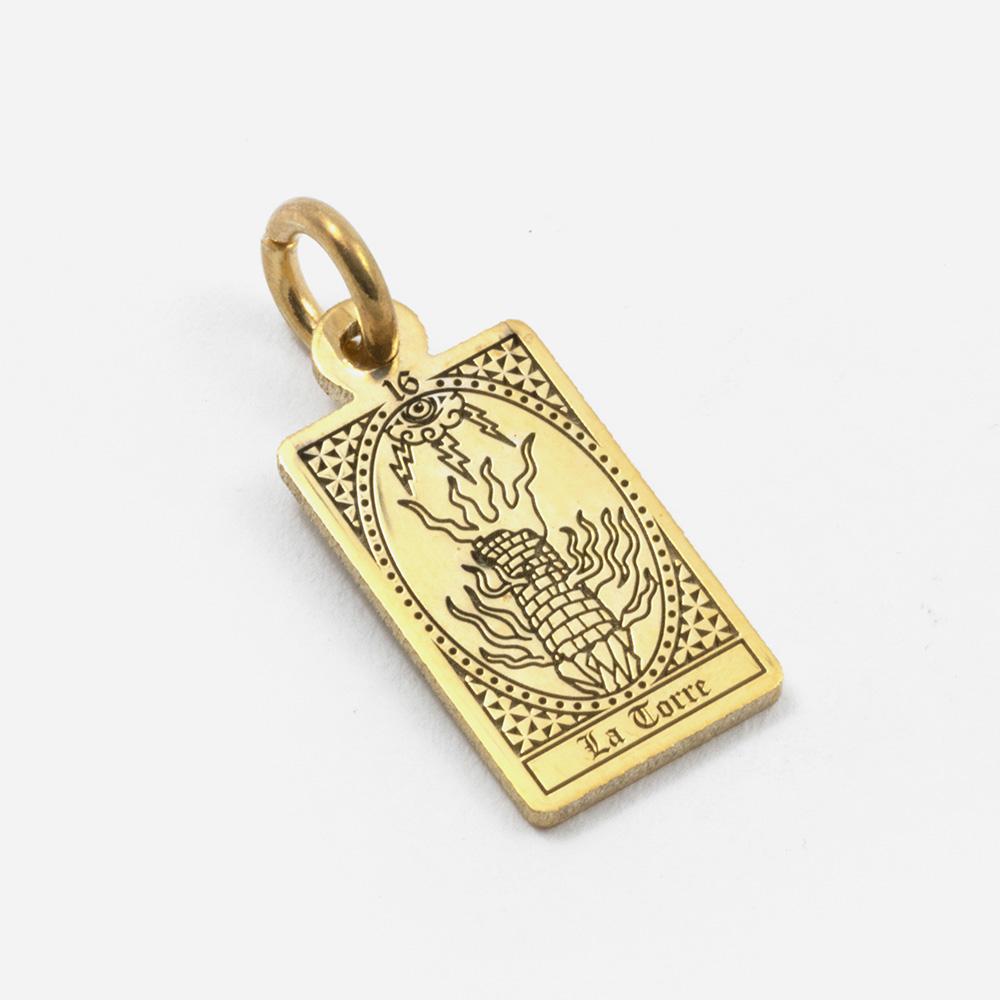 The Tower Tarot Card Pendant in Gold Plated Silver - NOVE25