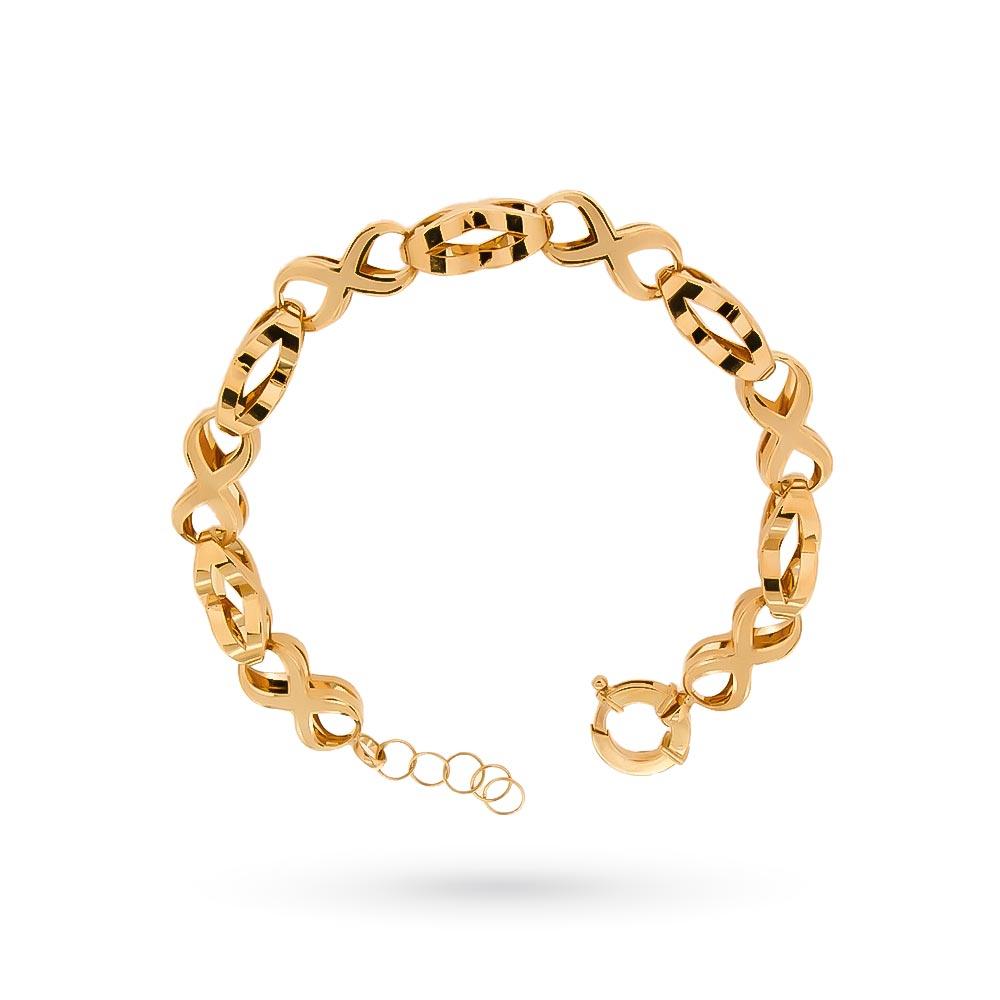 Bracelet of shiny and satin infinity in 18kt yellow gold - LUSSO ITALIANO