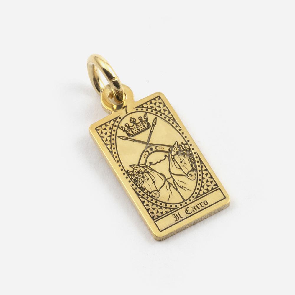 The Chariot Tarot Card Pendant in Gold Plated Silver - NOVE25