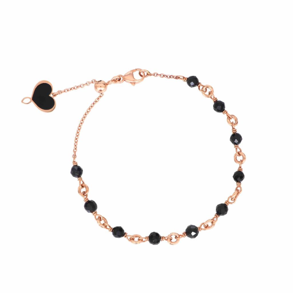 Bracelet with black spinel stones in 925 silver plated rose gold - MAMAN ET SOPHIE