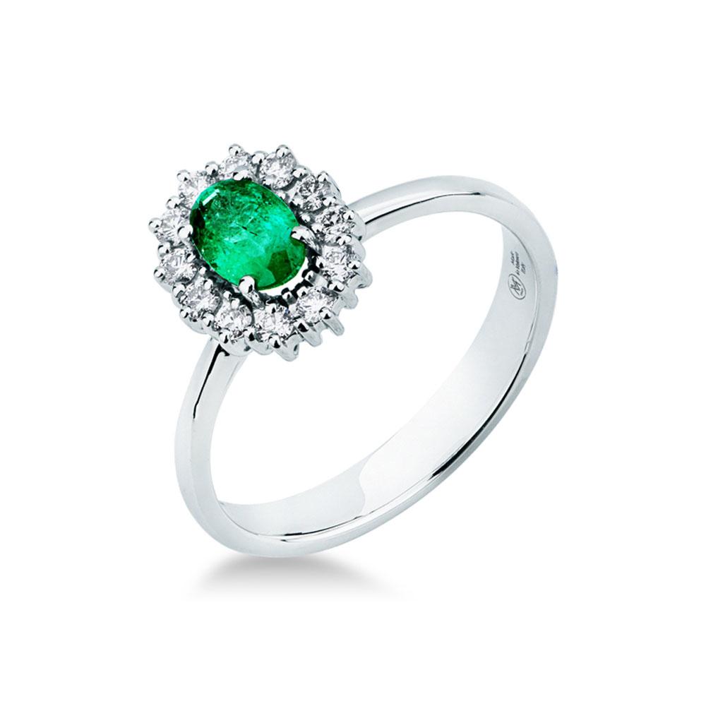 Oval emerald ring 0.50ct diamonds 0.24ct Mirco Visconti - MIRCO VISCONTI