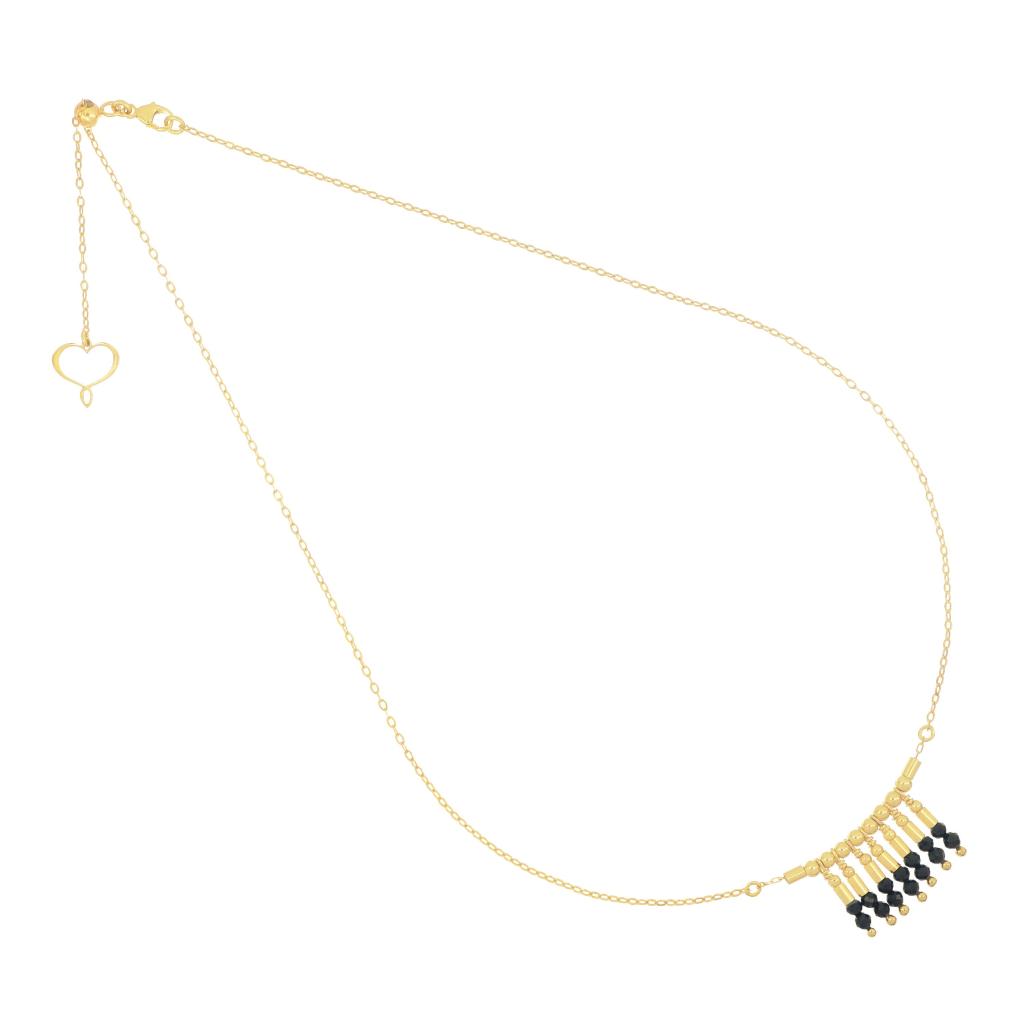 Maman et Sophie GHMAFSPPN Black Spinel Sphere Fringe Choker - MAMAN ET SOPHIE