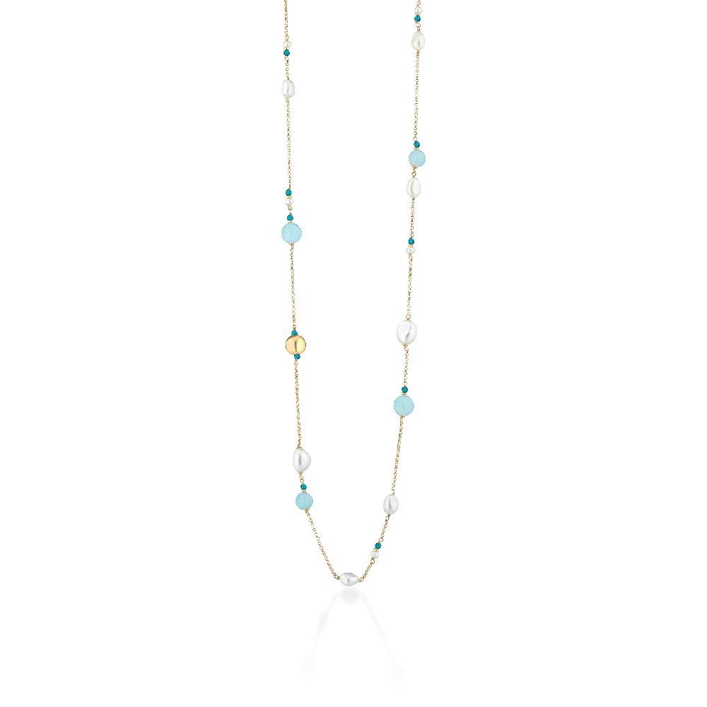 Collana Argento Perle Gemme Azzurre LGNK521.2 Glamour - GLAMOUR