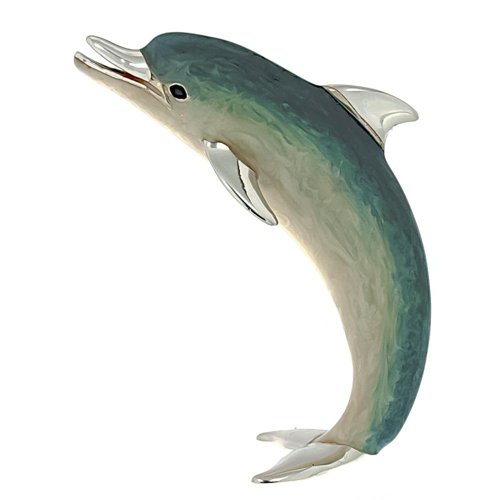 Enamelled straight dolphin silver ornament Saturno ST175 - SATURNO