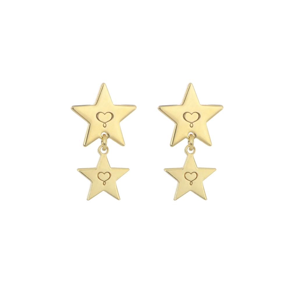 Earrings (pair) 2 star plates logo Maman et Sophie ORARC432 - MAMAN ET SOPHIE