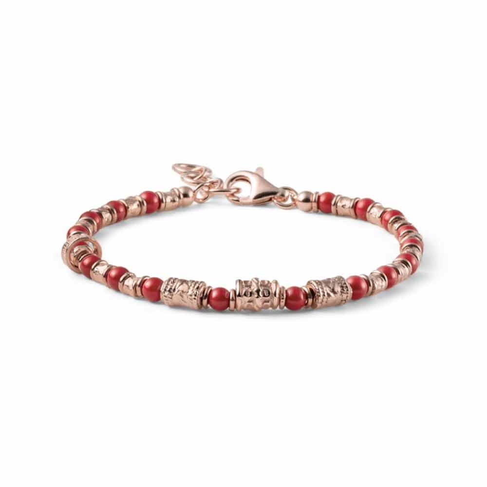 Bracciale uomo Siena argento rosè e corallo 19+3 cm - MARIA CRISTINA STERLING