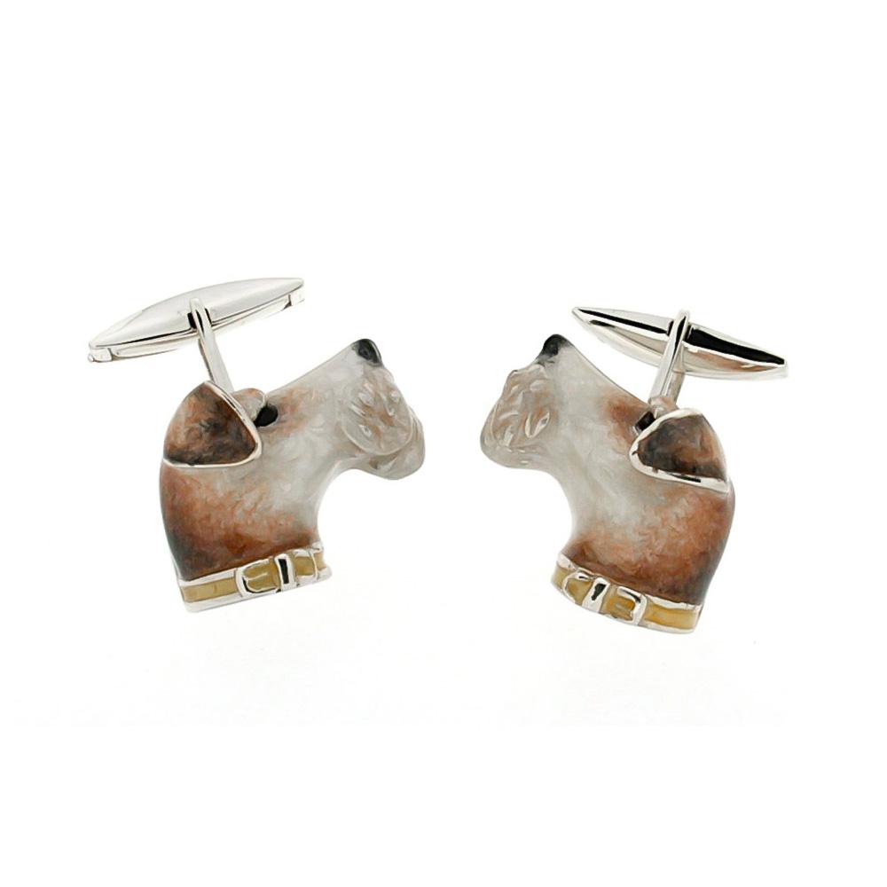 Fox Terrier Cufflinks in 925 Silver - Handmade - SATURNO