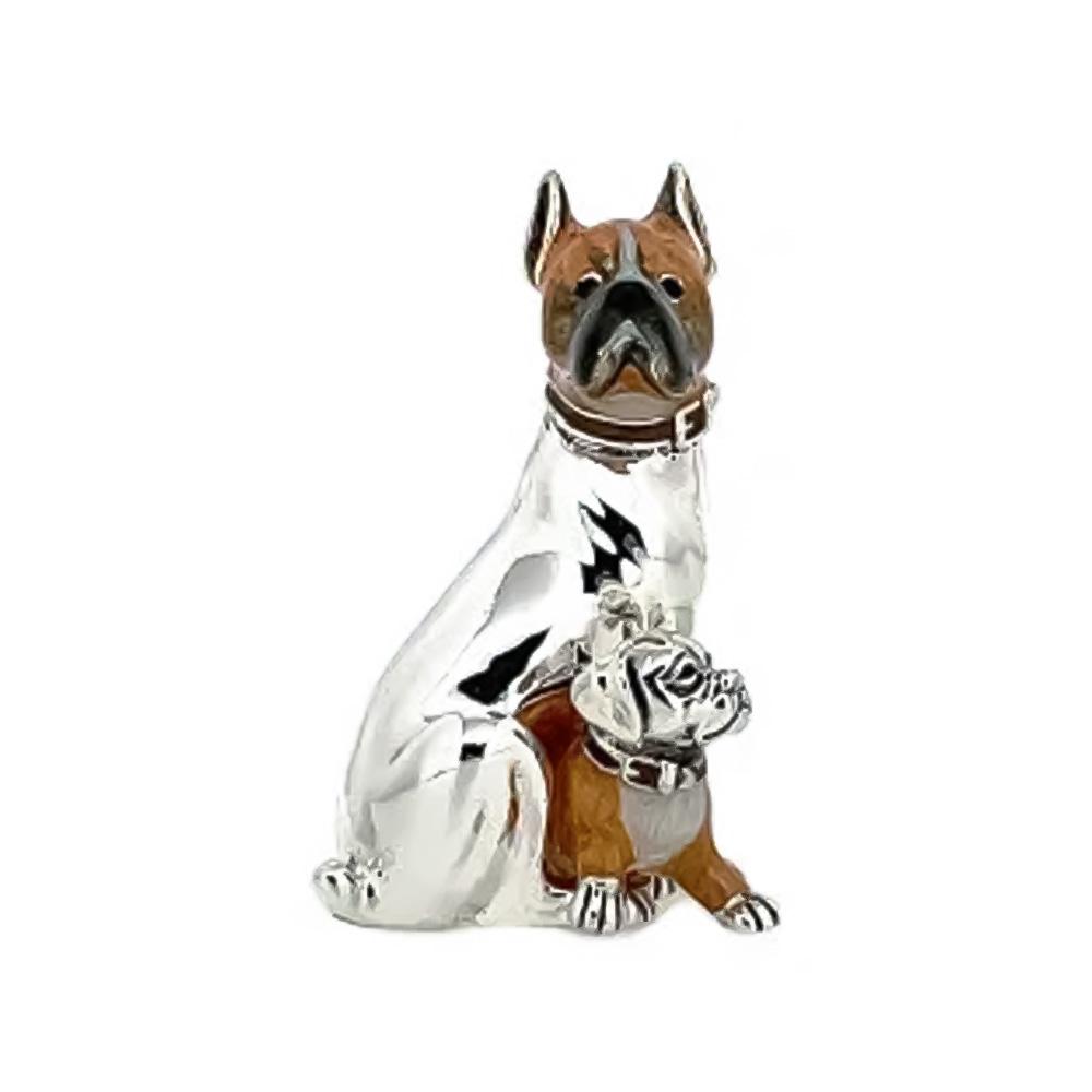 Boxer with puppy enamel silver ornament Saturno ST125 - SATURNO