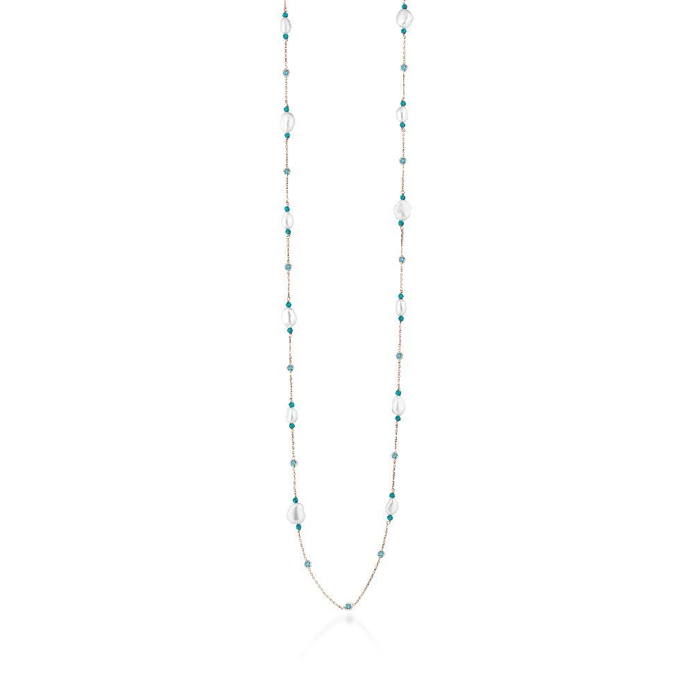 Collana Argento Perle Gemme Verdi LGNK513.1 Glamour - GLAMOUR