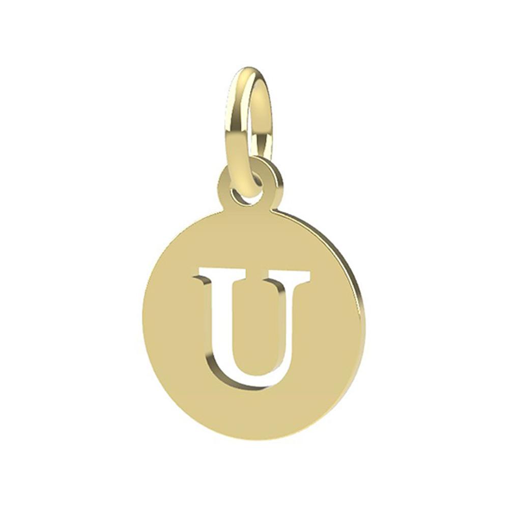 18kt yellow gold Letter U pendant - DEDIE