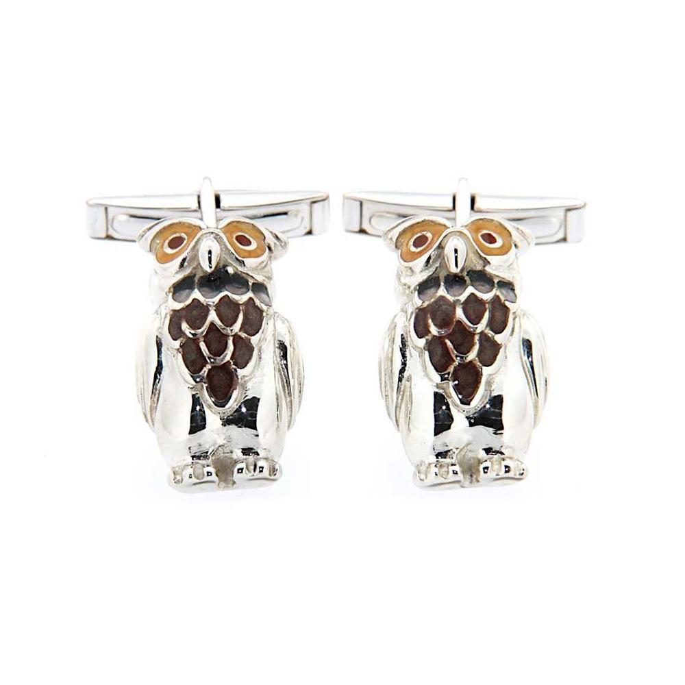 925 Silver Owl Cufflinks - Handmade - SATURNO