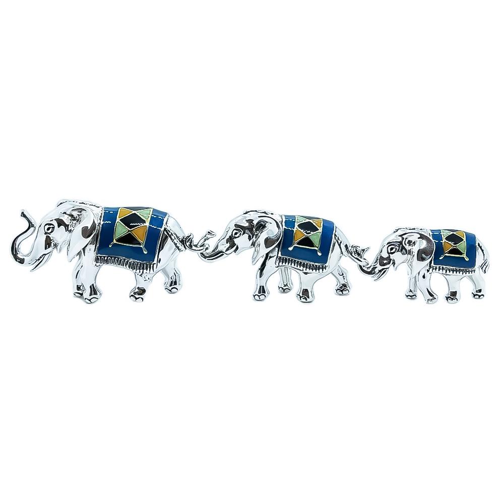 Enamelled Elephant Trio silver ornament Saturno ST135 - SATURNO