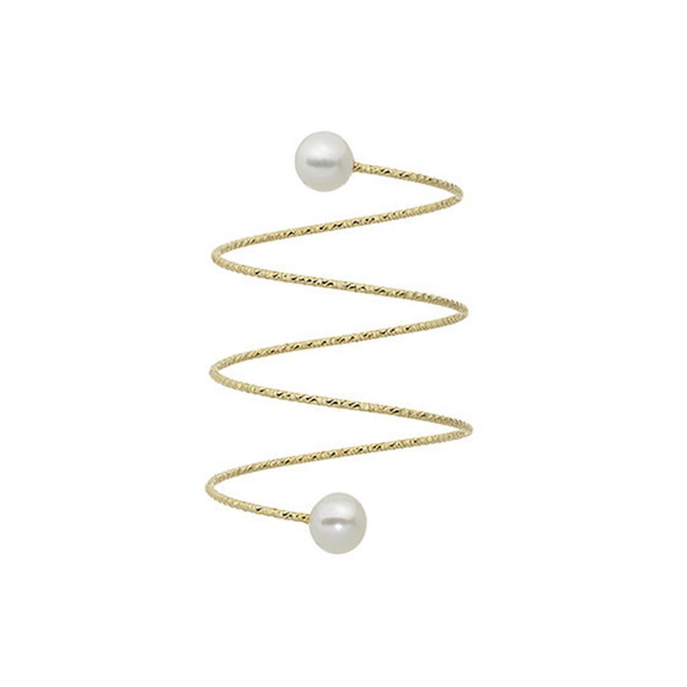 Yellow Gold Half Spiral Ring 2 Ø 4mm Pearls MagicWire - MAGICWIRE