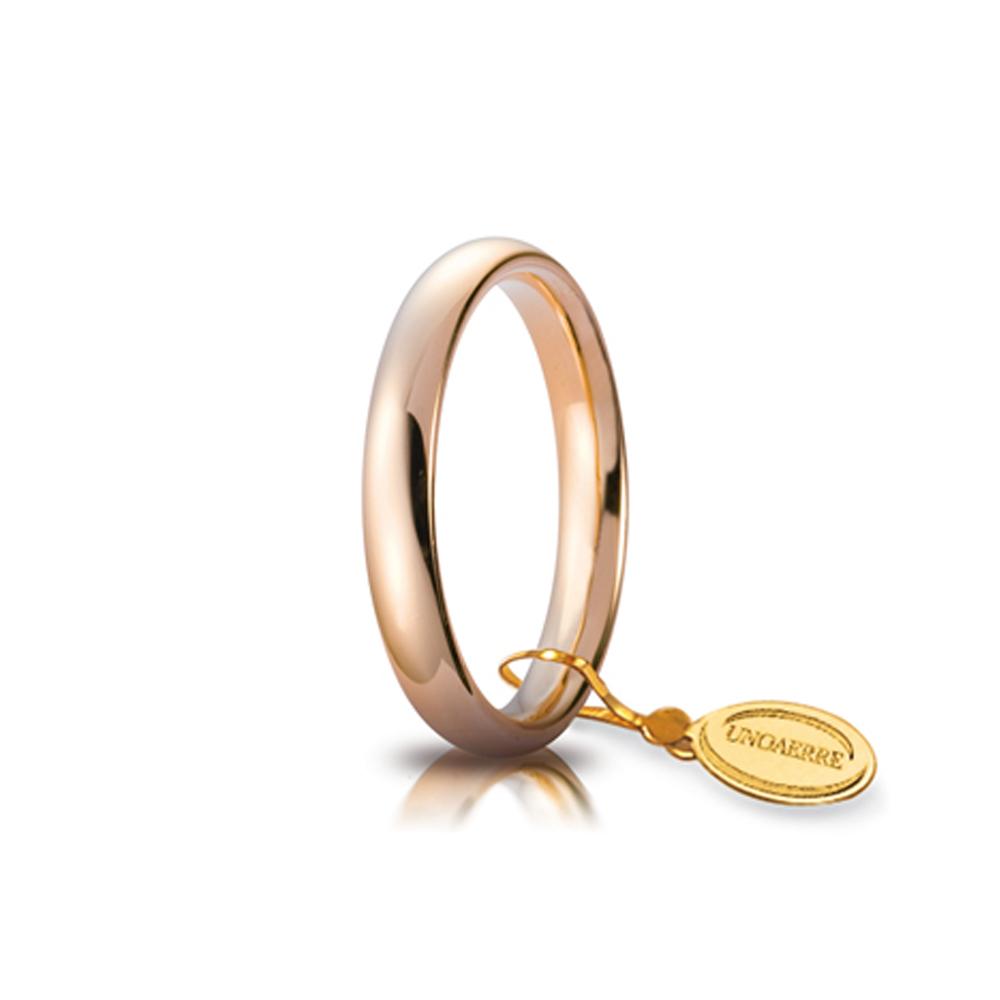 Comfort wedding ring 3.5 mm in rose gold - UNOAERRE