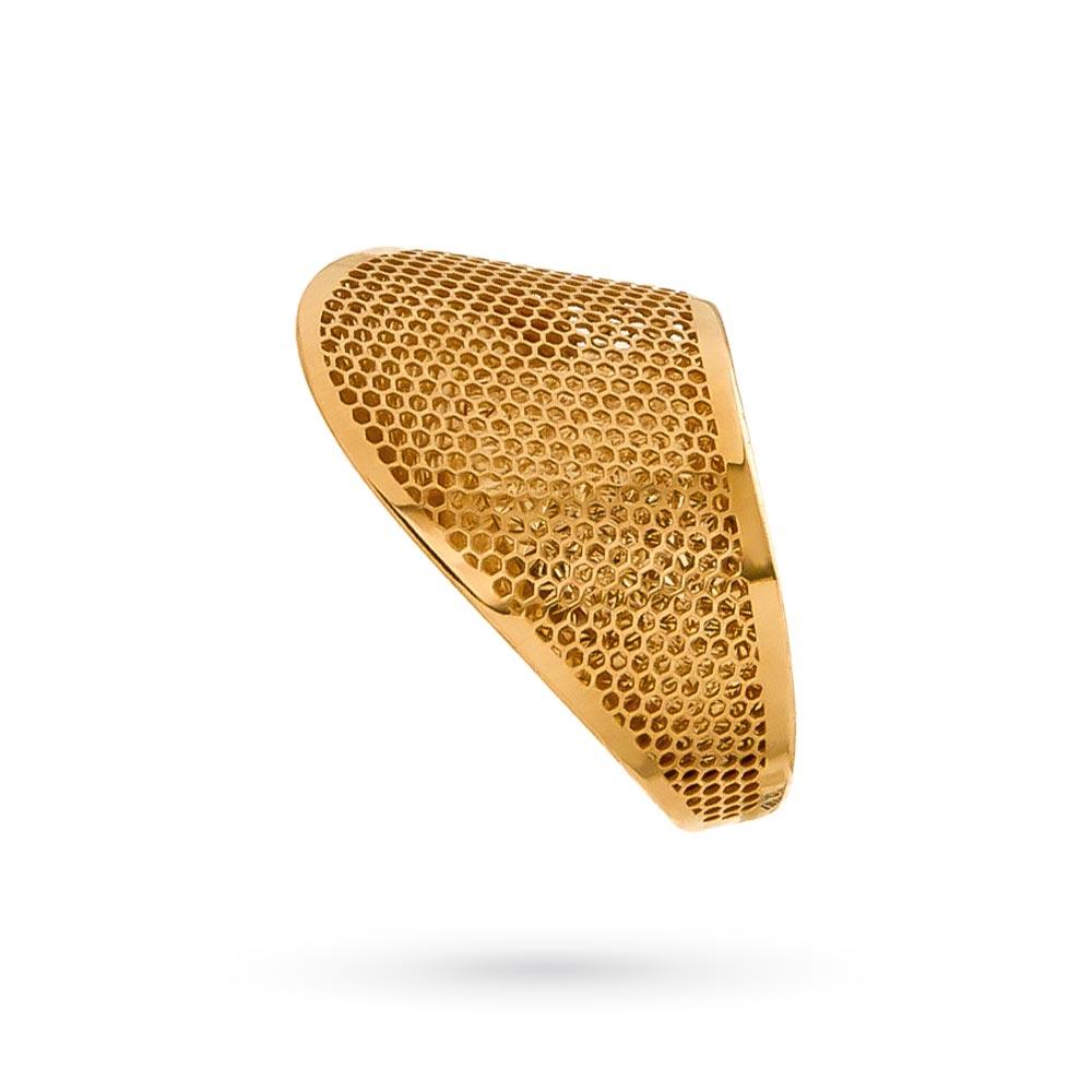 18kt Yellow Gold Perforated Wavy Band Ring - LUSSO ITALIANO