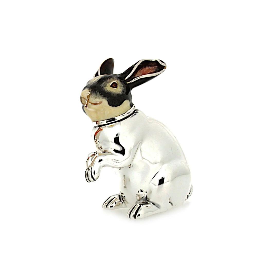 Enamelled Medium Rabbit silver ornament Saturno ST131-2 - SATURNO