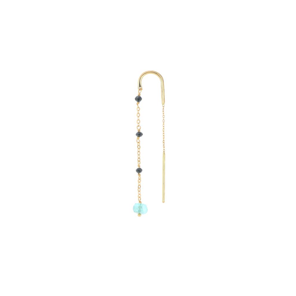 Maman et Sophie ORPTADNAP black diamond and apatite needle earring - MAMAN ET SOPHIE