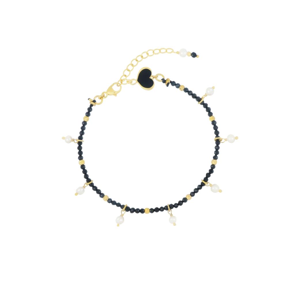 Maman et Sophie black spinel and pearl bracelet BRISF2SPPE - MAMAN ET SOPHIE