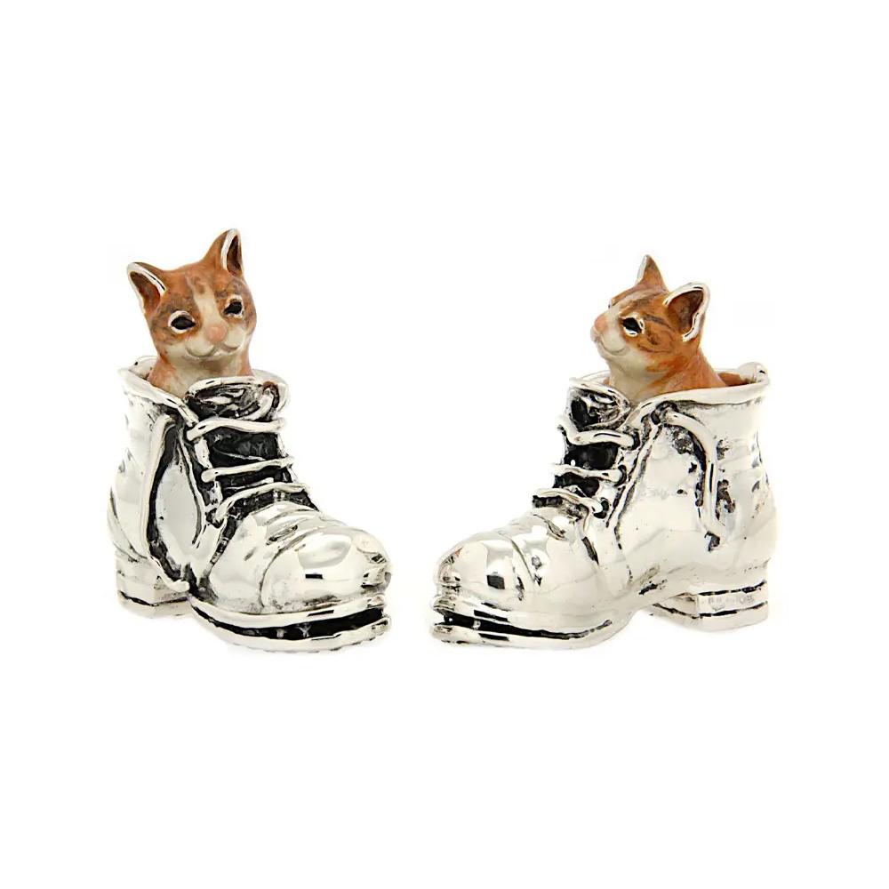 Enamelled cats in boots silver ornament Saturno ST185 - SATURNO