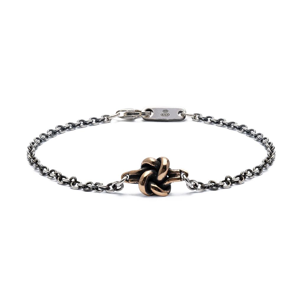 Bracciale catena argento 925 e nodo love bronzo - VALENTINO DI LEONARDO