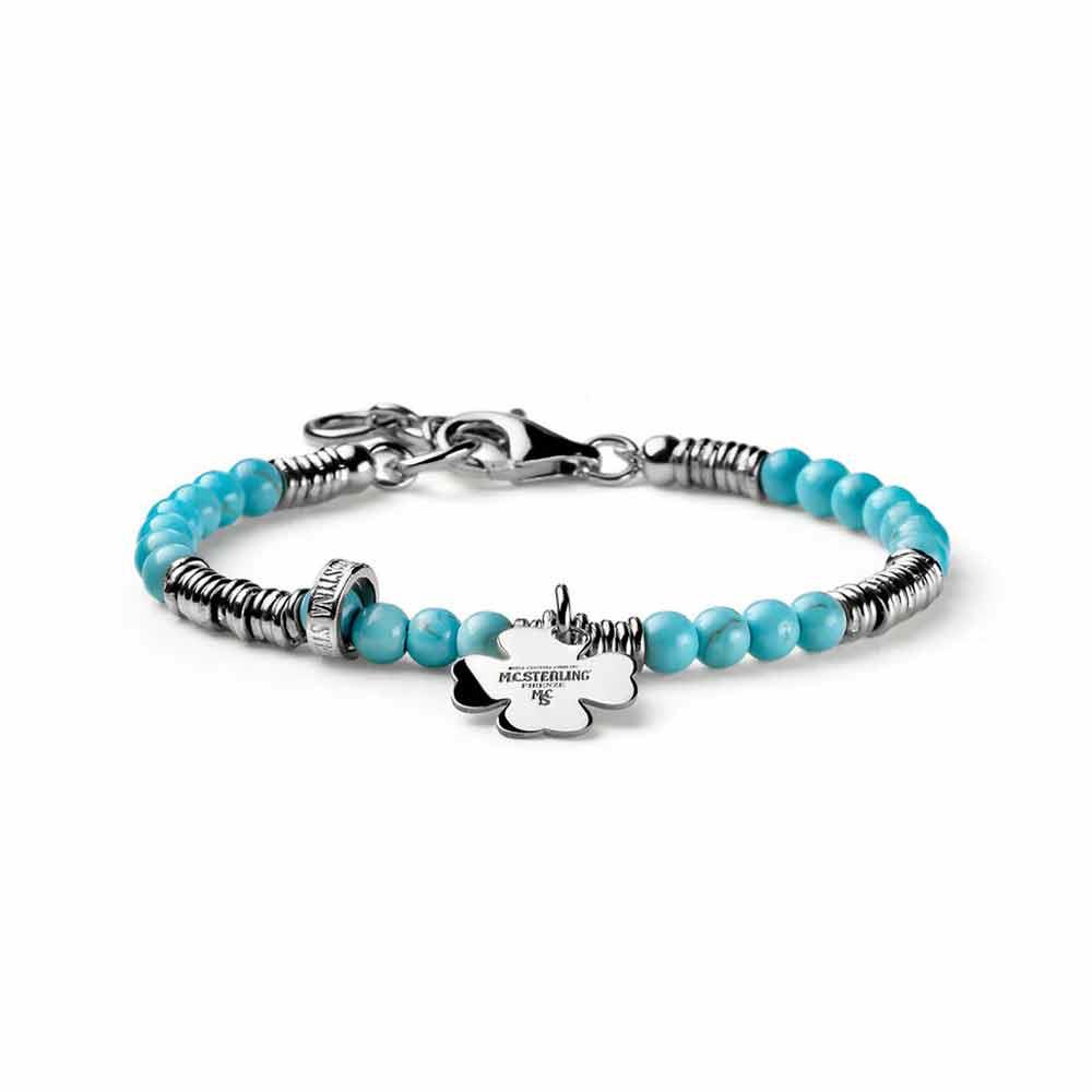 Women's bracelet 16+3 cm silver, aulite and four-leaf clover - MARIA CRISTINA STERLING