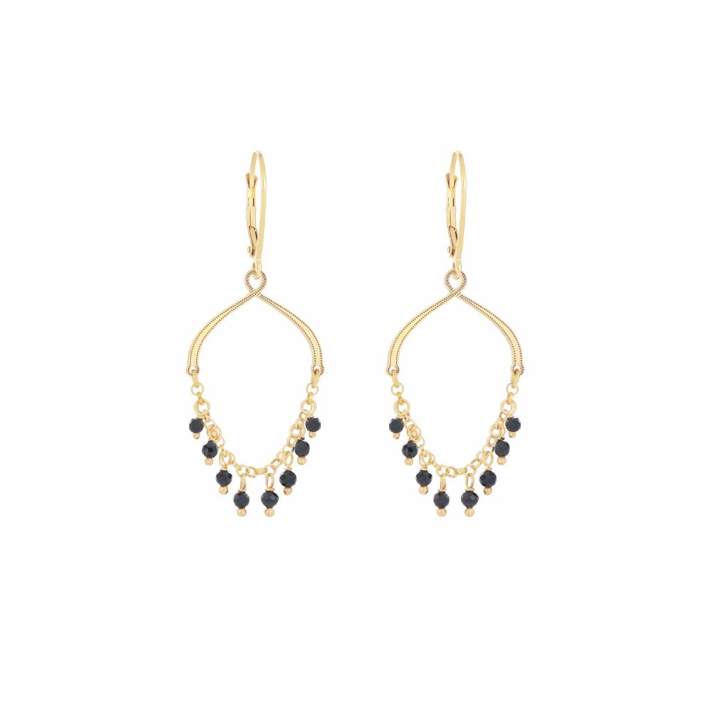 Maman et Sophie ORFRA1ASP black spinel sphere pendant earrings (pair) - MAMAN ET SOPHIE