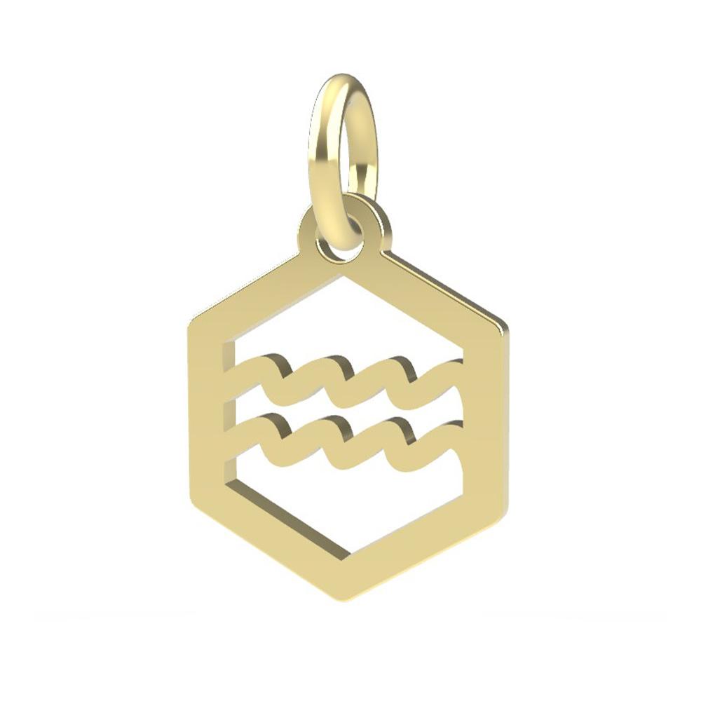 Aquarius Zodiac pendant in 18kt yellow gold - DEDIE