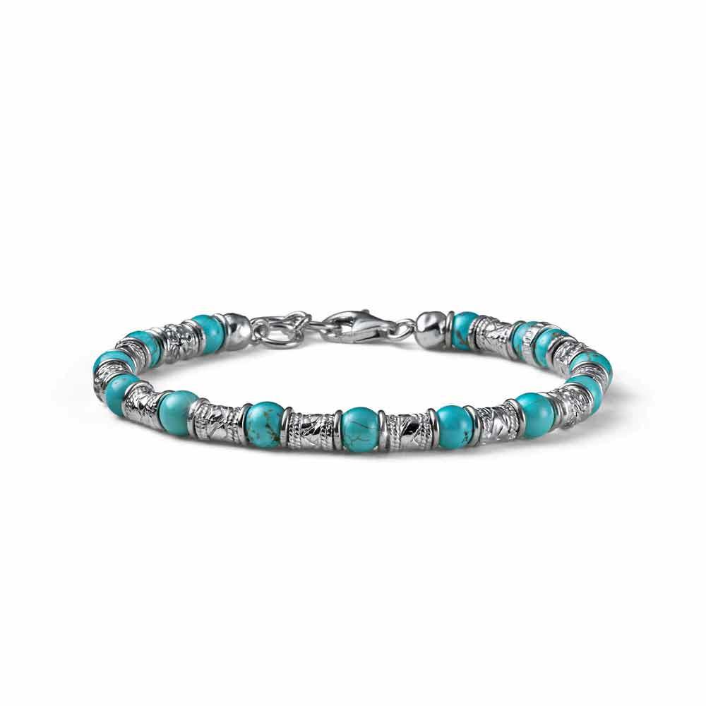 Bracciale uomo Siena argento e aulite azzurra 19+3 cm - MARIA CRISTINA STERLING