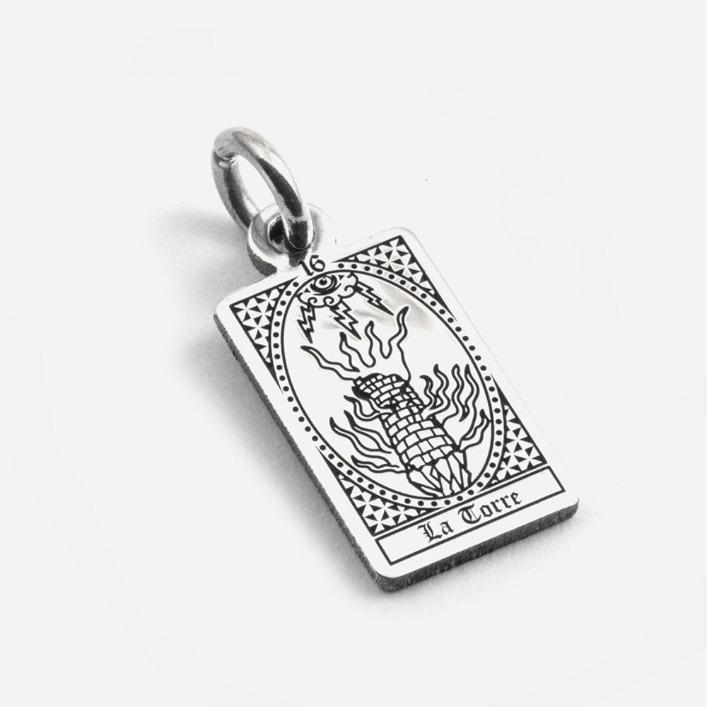 The Tower Tarot Card Pendant in 925 Silver - NOVE25