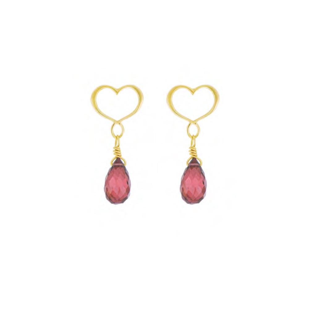 Earrings (pair) heart and red garnet drop Maman et Sophie ORFRA4GR1G - MAMAN ET SOPHIE