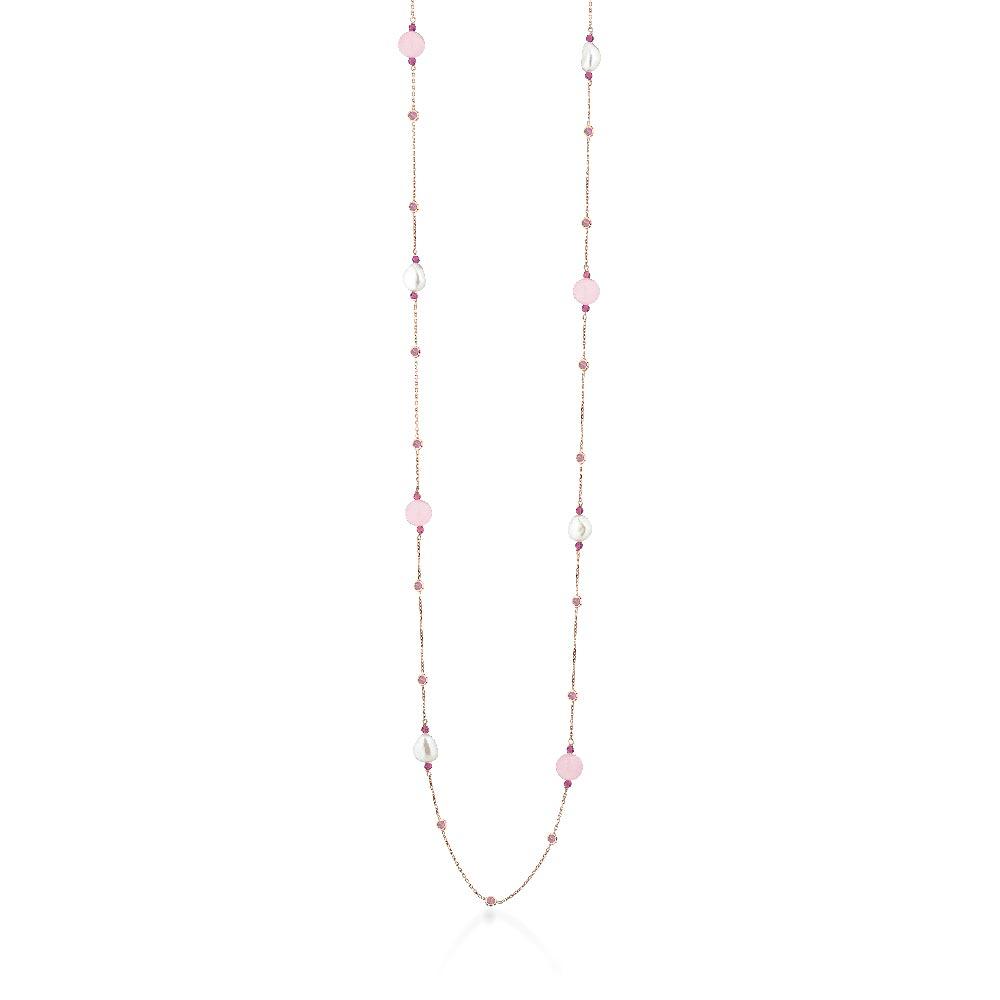 Collana Argento Perle Gemme Rosa LGNK515.1 Glamour - GLAMOUR