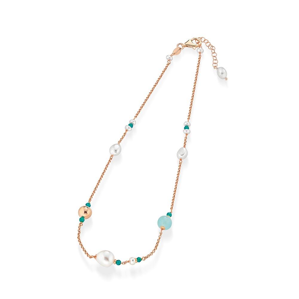 Collana Argento Perle Gemme Azzurre LGNK520.1 Glamour - GLAMOUR