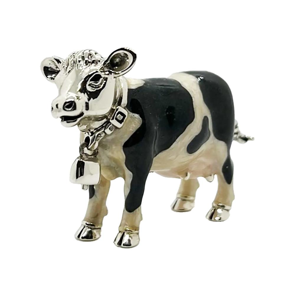 Enamelled small cow silver ornament Saturno ST108-3 - SATURNO