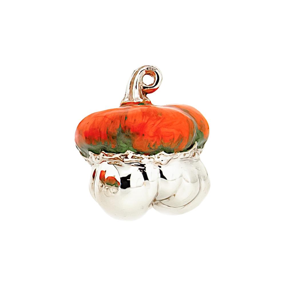 Medium glazed pumpkin silver ornament Saturno ST163-2 - SATURNO