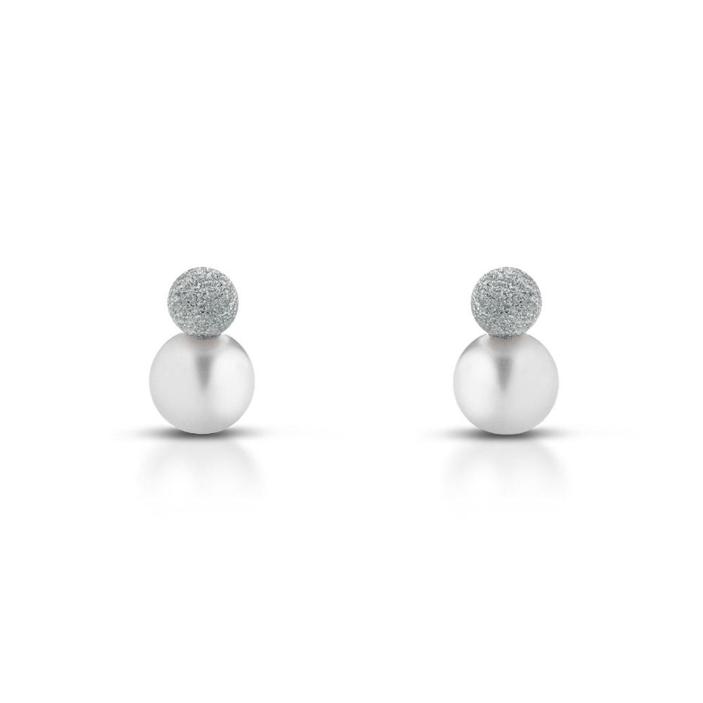 Earrings with fresh water pearl Ø 5,5mm and sphere - COSCIA