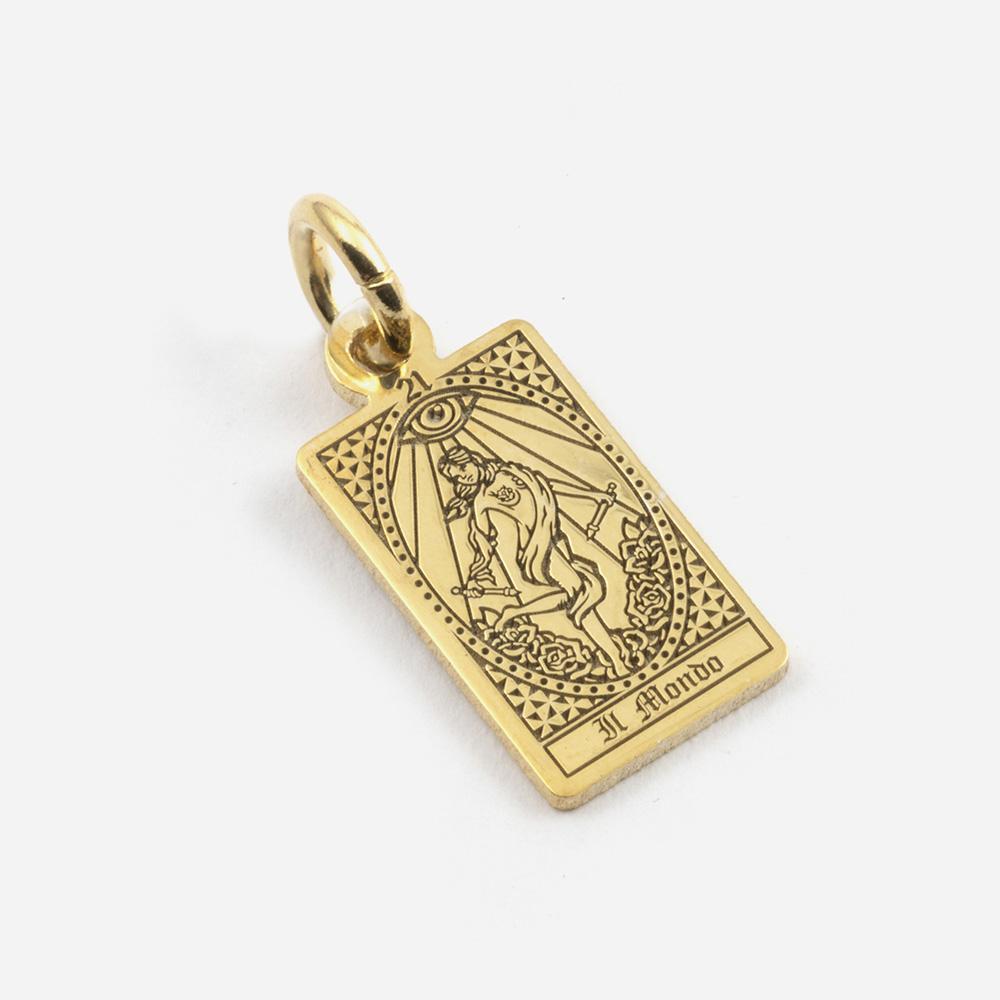 Tarot Card Pendant The World in Gold Silver - NOVE25