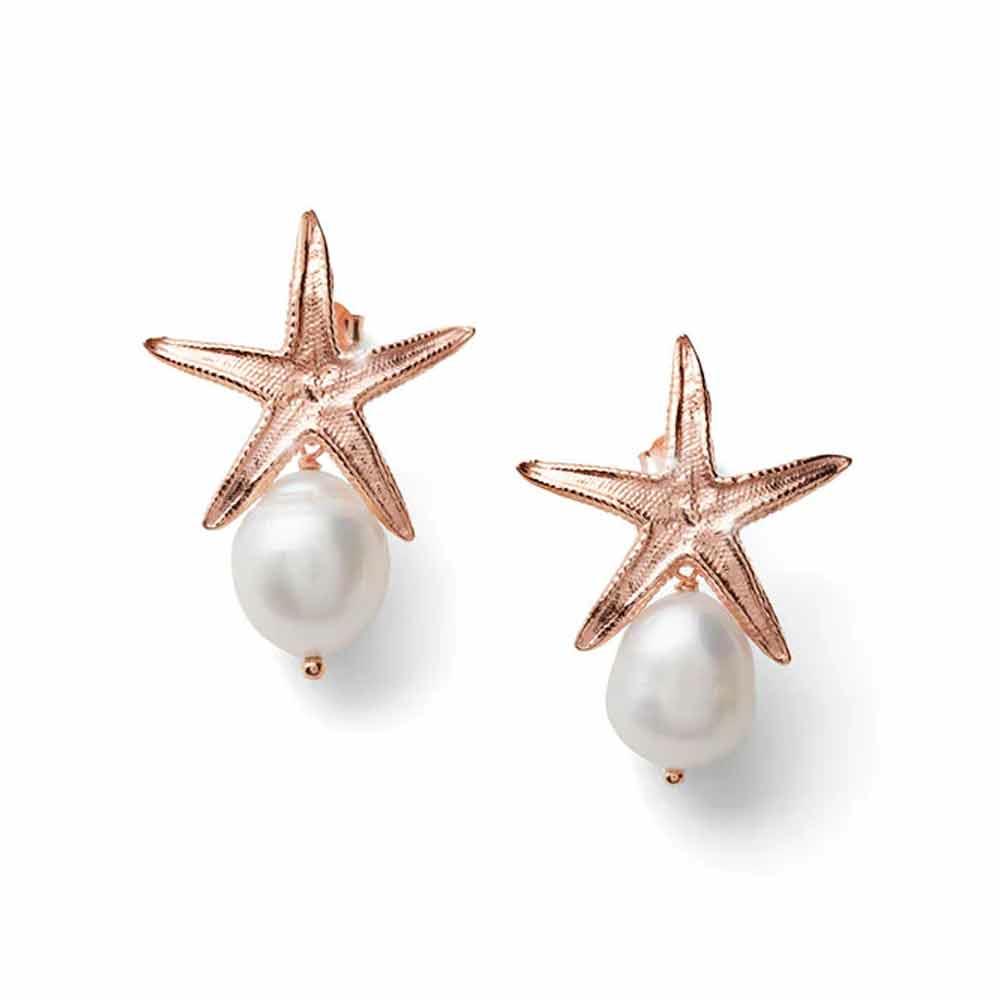 Elba women's earrings starfish silver pink and pearl - MARIA CRISTINA STERLING