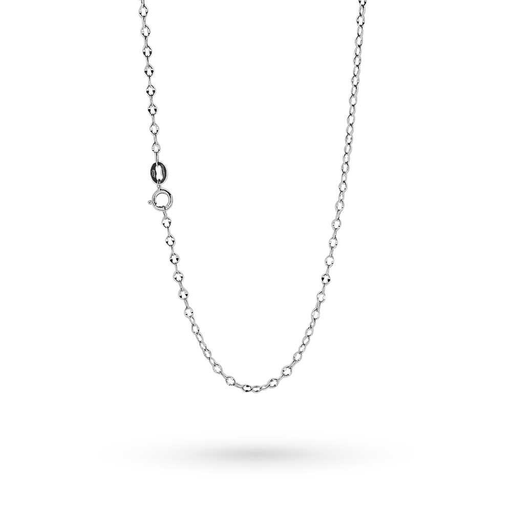 18kt White Gold Diamond-Cut Rolo Chain Necklace 44cm - LUSSO ITALIANO