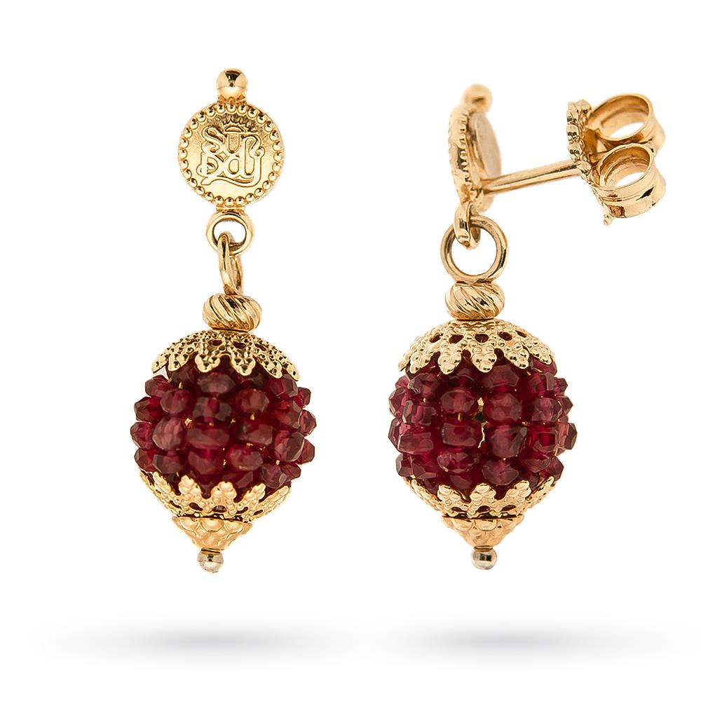 18kt yellow gold faceted ruby pendant earrings - LUSSO ITALIANO