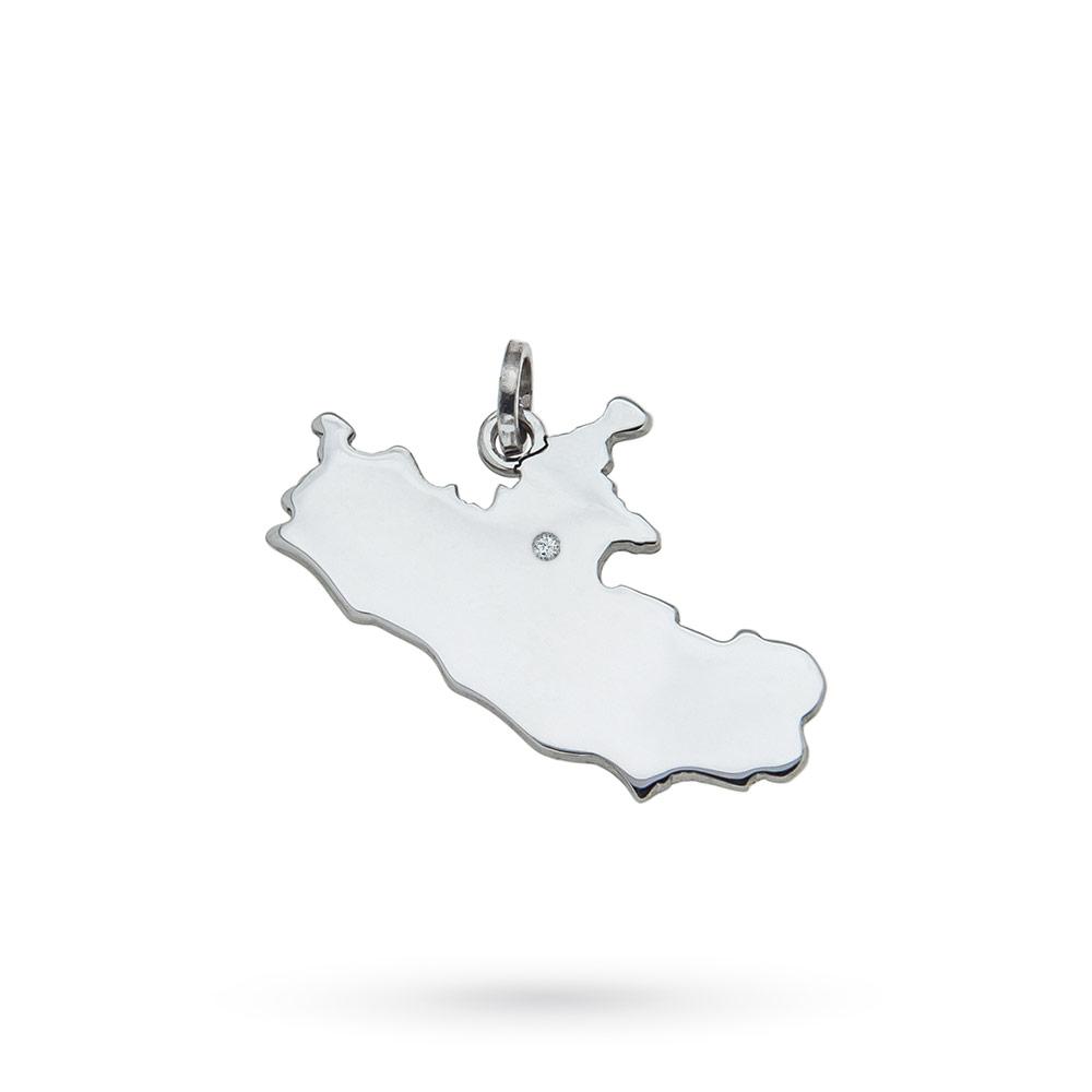 Lazio region pendant 925 silver and diamond - CICALA