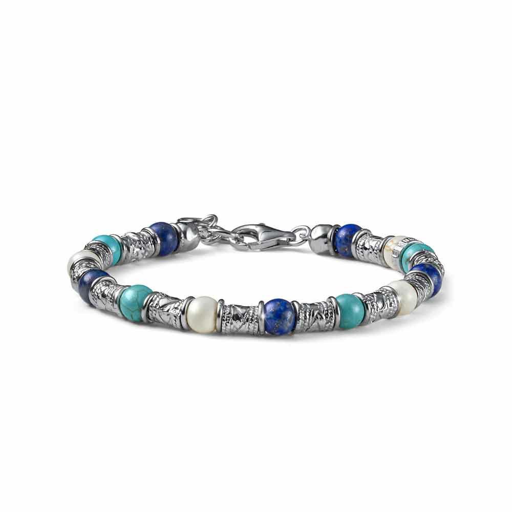 Siena men's bracelet silver, lapis lazuli and aulite 19+3 cm - MARIA CRISTINA STERLING