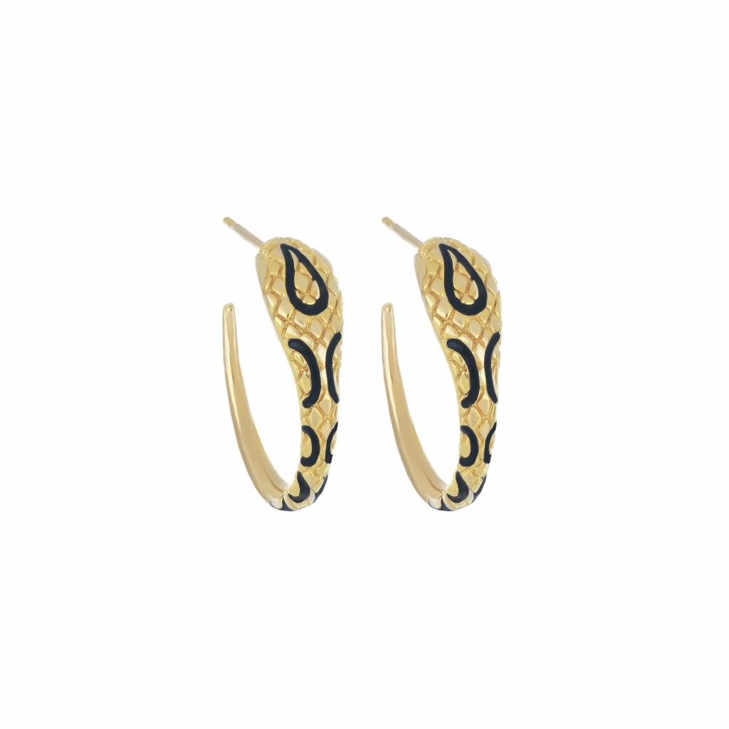 Earrings (pair) black enamel snake hoops Maman et Sophie ORTOR22GI - MAMAN ET SOPHIE