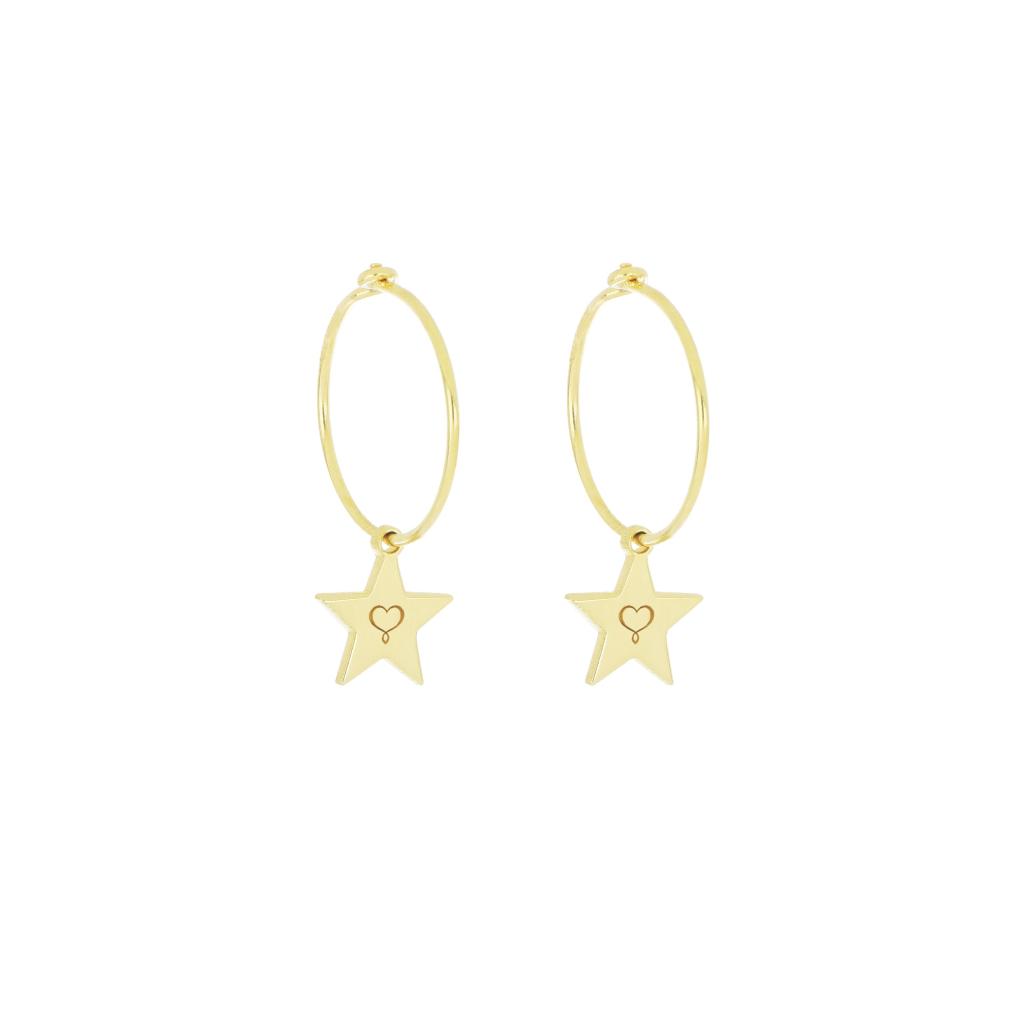 Earrings (pair) hoops plate star logo Maman et Sophie ORARC03 - MAMAN ET SOPHIE