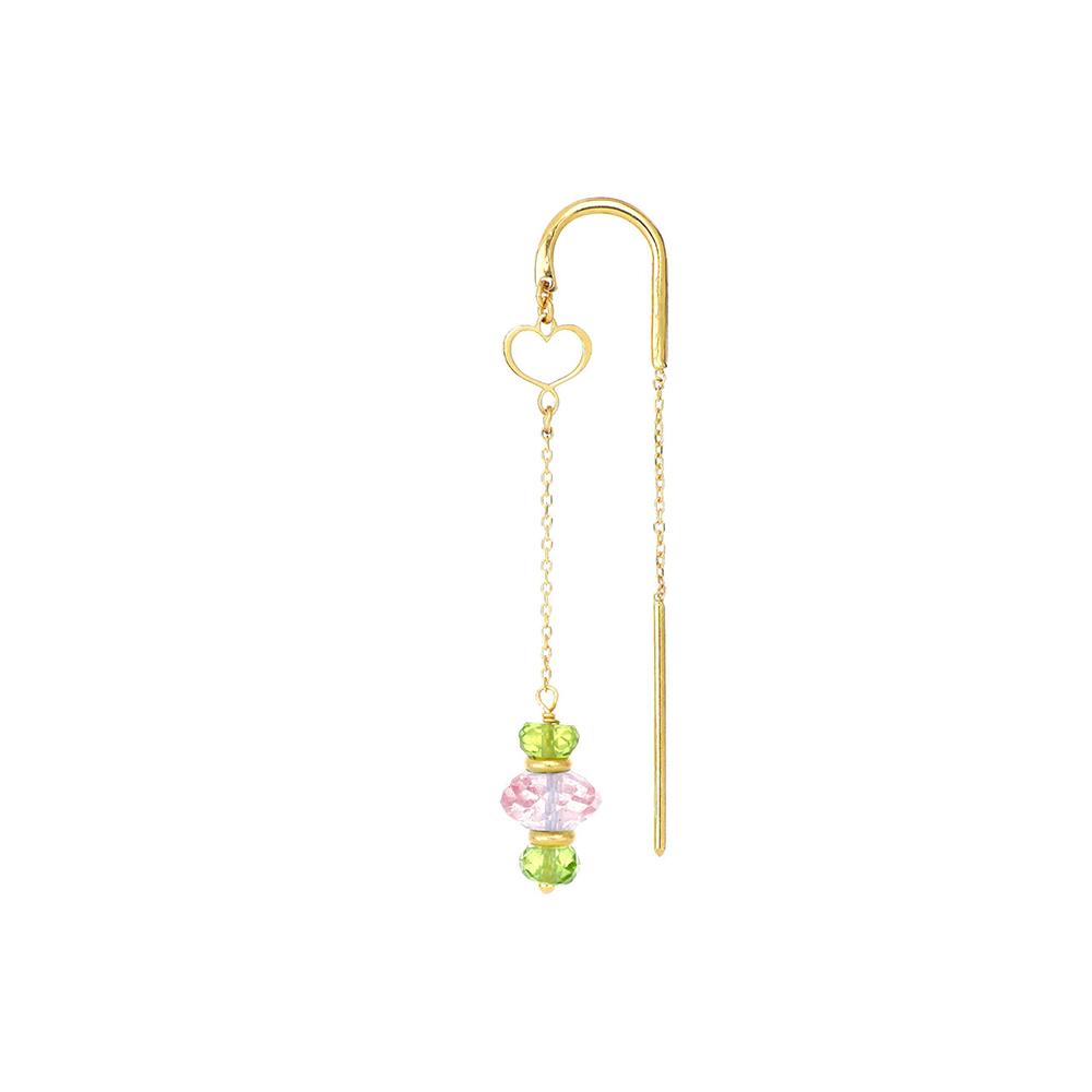 Orecchino Ago 18Kt Peridoto Verde E Topazio Rosa - MAMAN ET SOPHIE