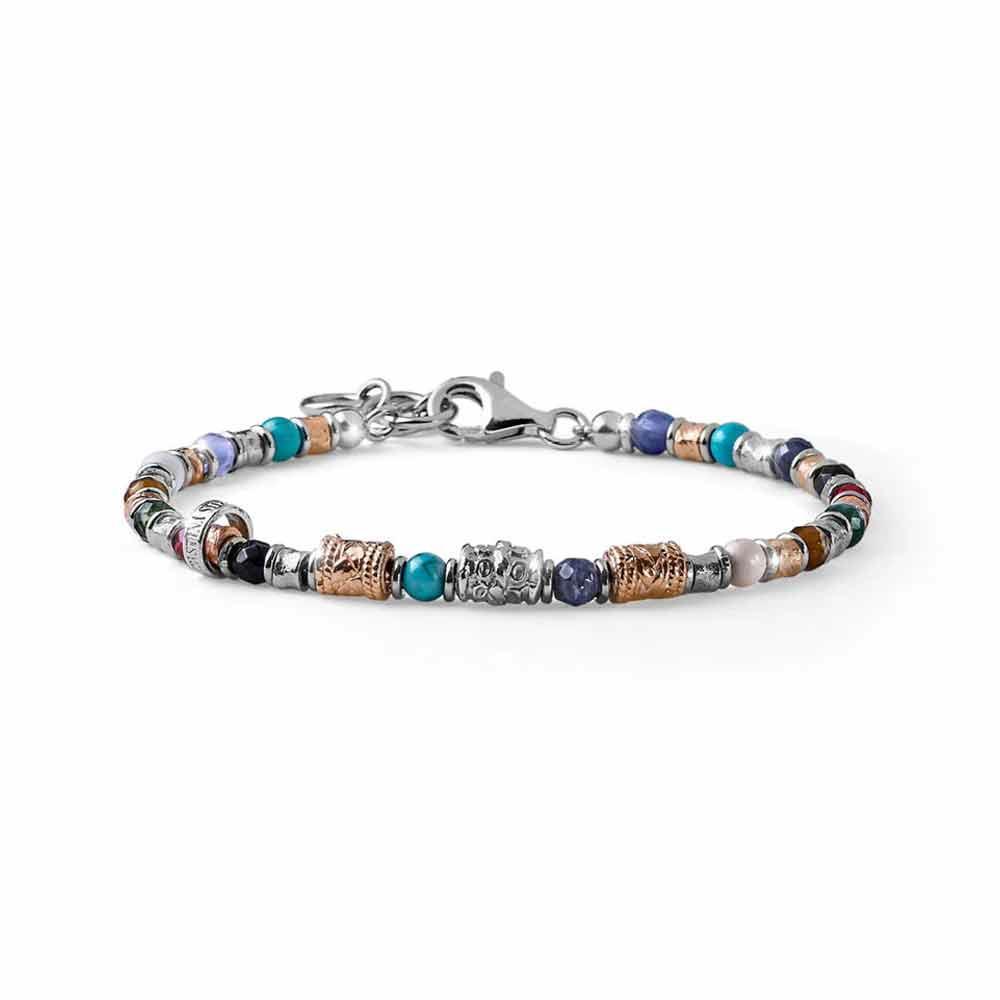 Siena men's bracelet in silver and natural stones - MARIA CRISTINA STERLING