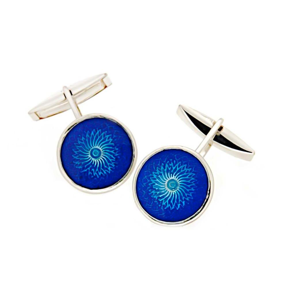 Blue Enamel Cufflinks in 925 Silver - Handmade - SATURNO