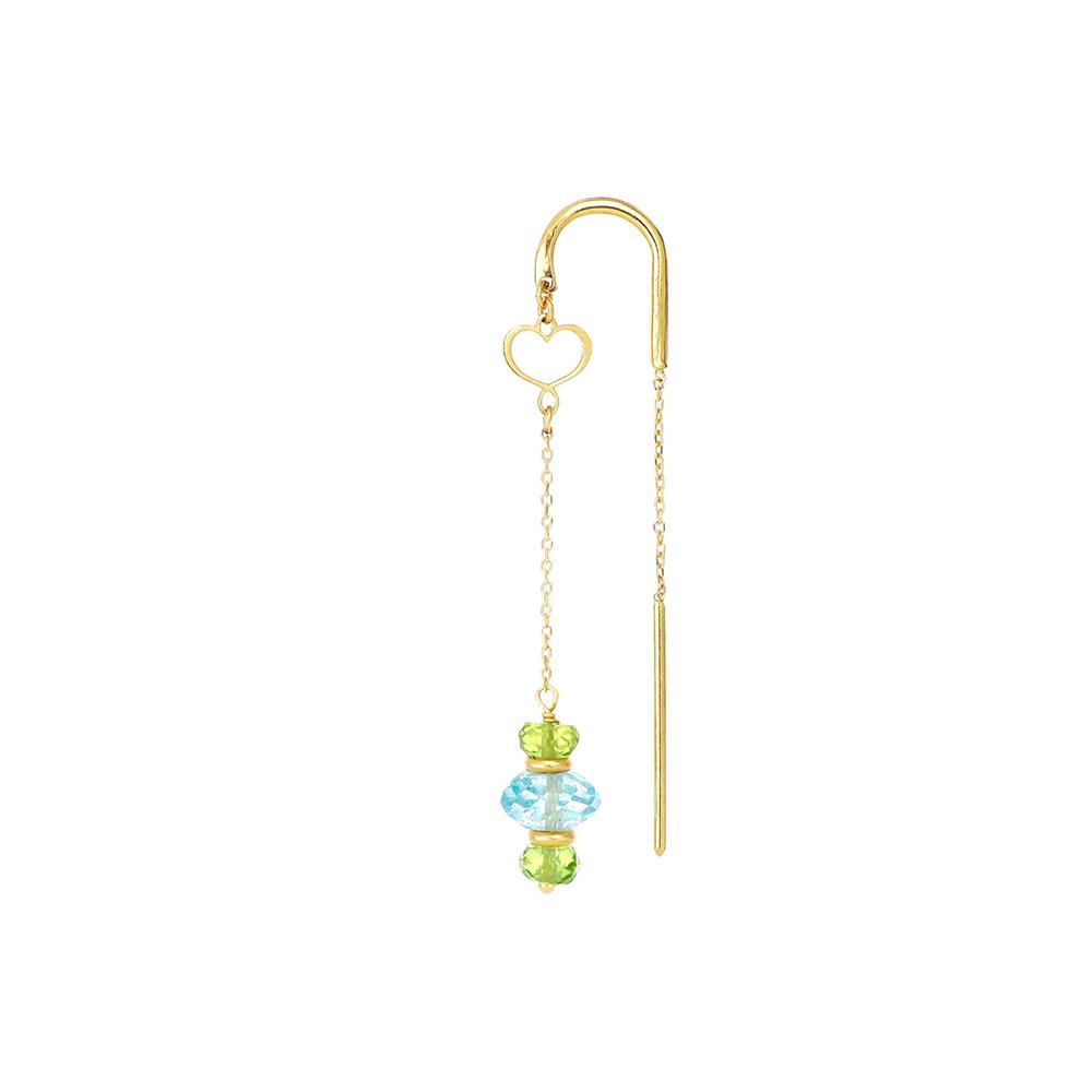 Orecchino Ago 18Kt Peridoto Verde E Topazio Azzurro - MAMAN ET SOPHIE